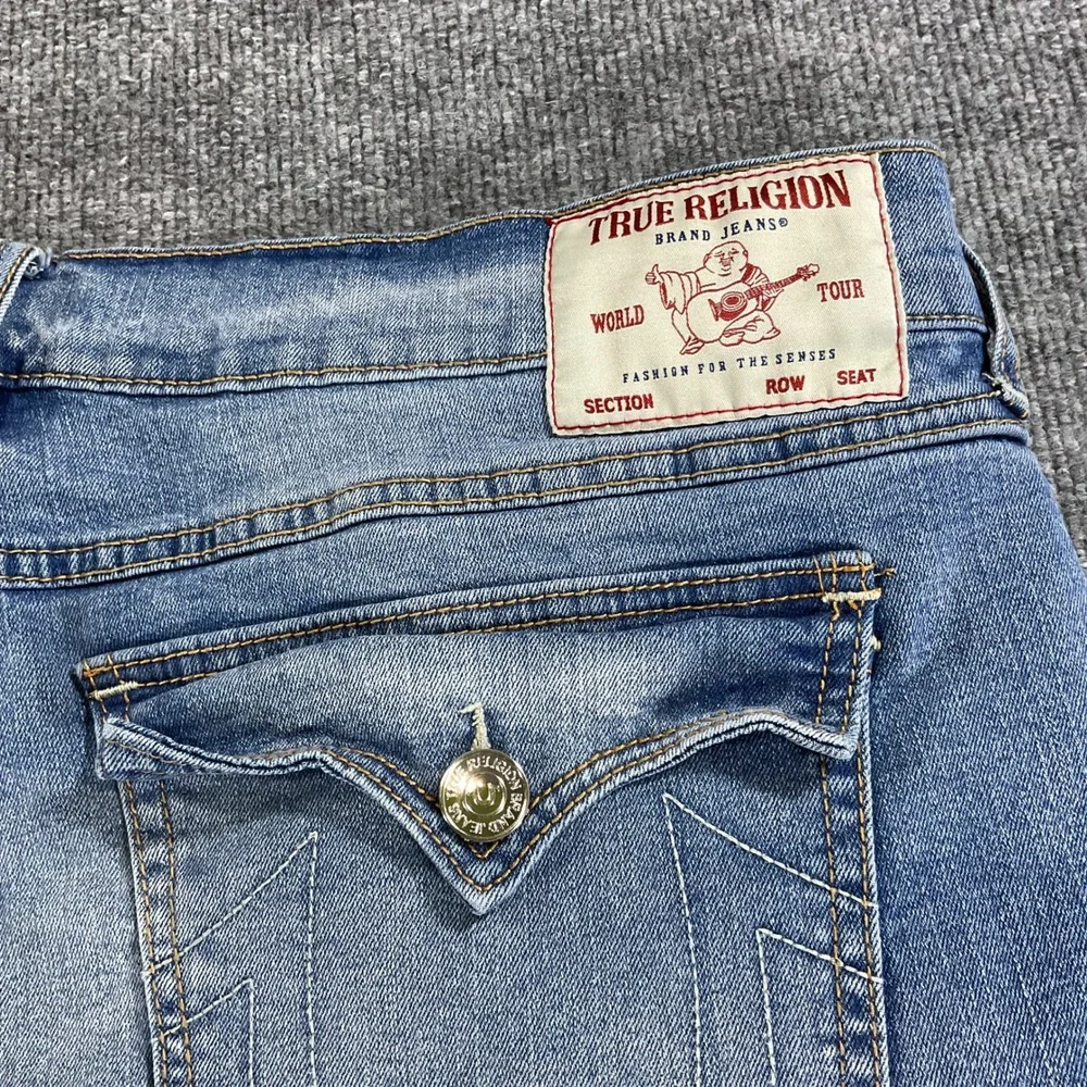 True Religion Ricky Relaxed Straight Jeans Mens 40x34 Blue Stretch Denim Pants
